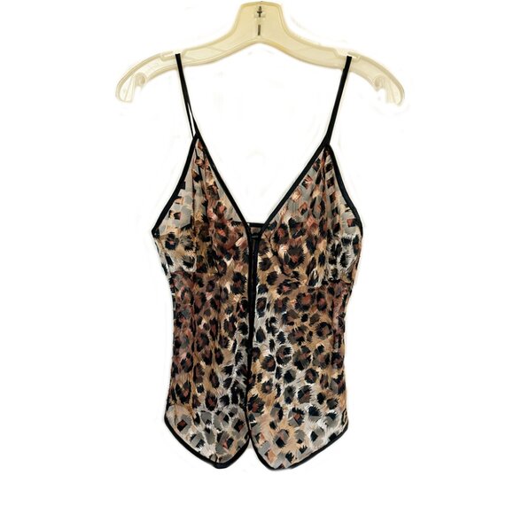 none Tops - Delicate shear leopard print spaghetti-strap camisole undergarment